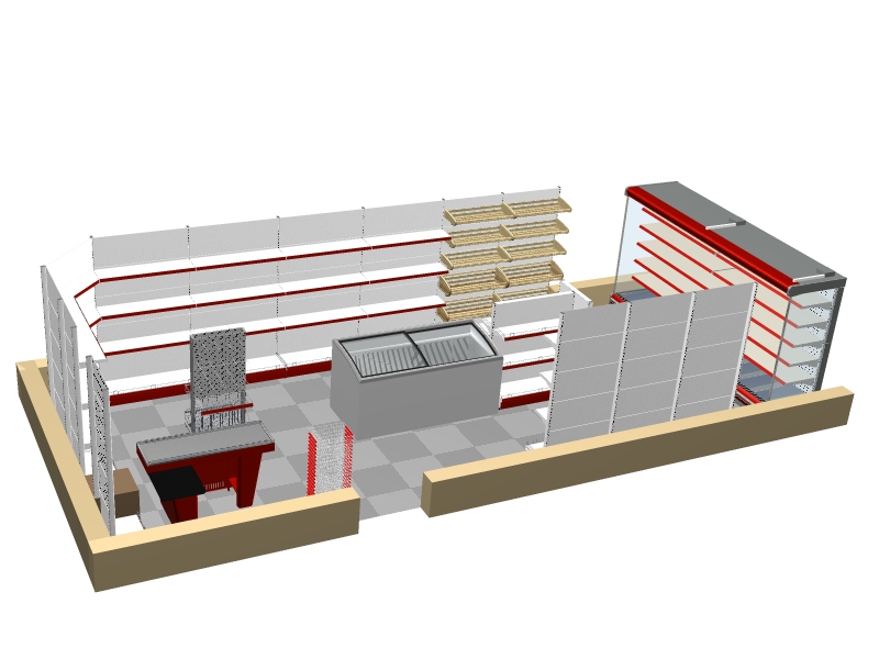 ✔Дизайн проект и 3D визуализация интерьеров продуктовых магазинов